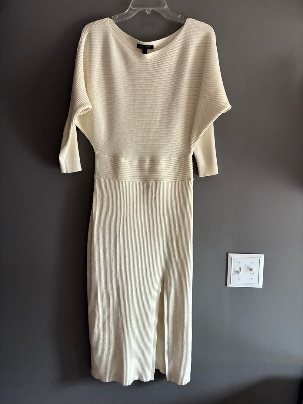 Banana Republic Knit Midi Dress - Cream Ribbed Women’s Dress